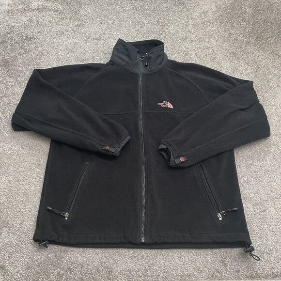 The North Face Fleece Jacket Mens Medium Black Full Zip Pocket Outdoor Hiking - Picture 1 of 16